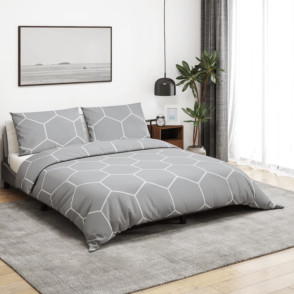 Duvet Cover Set Grey 140X200 Cm Cotton