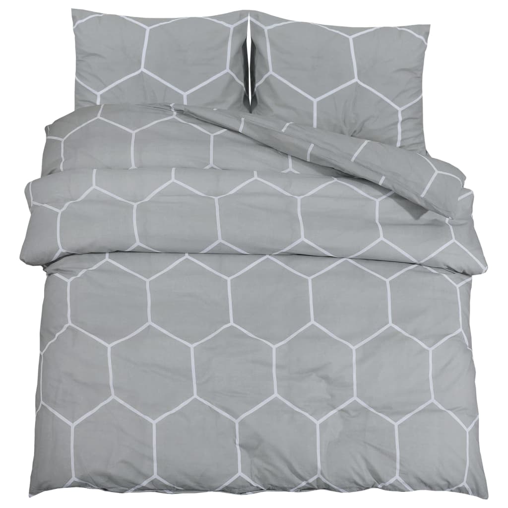 Duvet Cover Set Grey 200X200 Cm Cotton