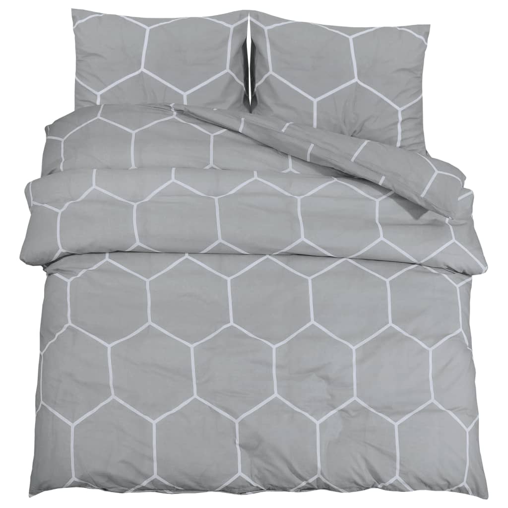 Duvet Cover Set Grey 225X220 Cm Cotton