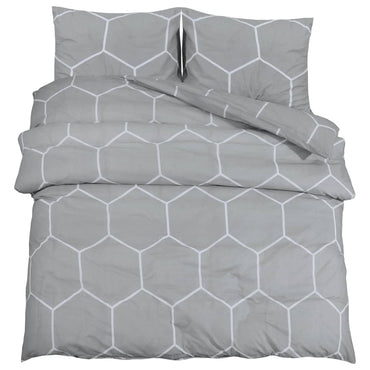 Duvet Cover Set Grey 225X220 Cm Cotton