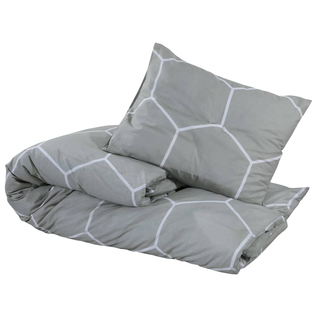 Duvet Cover Set Grey 225X220 Cm Cotton