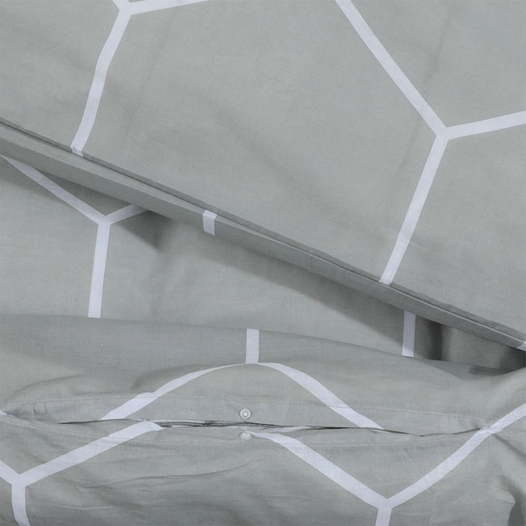 Duvet Cover Set Grey 225X220 Cm Cotton