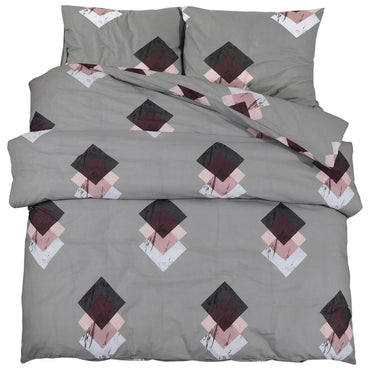 Duvet Cover Set Grey 140X200 Cm Cotton