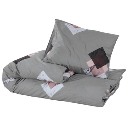 Duvet Cover Set Grey 140X200 Cm Cotton