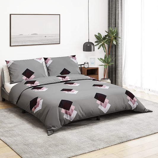 Duvet Cover Set Grey 240X220 Cm Cotton