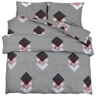 Duvet Cover Set Grey 220X240 Cm Cotton