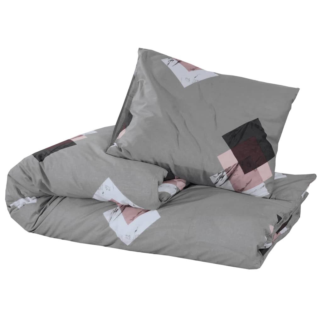 Duvet Cover Set Grey 135X200 Cm Cotton