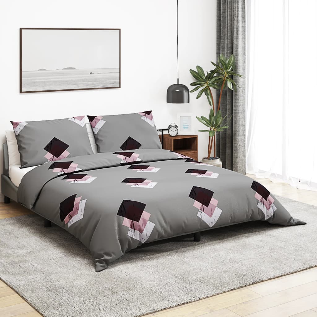 Duvet Cover Set Grey 135X200 Cm Cotton