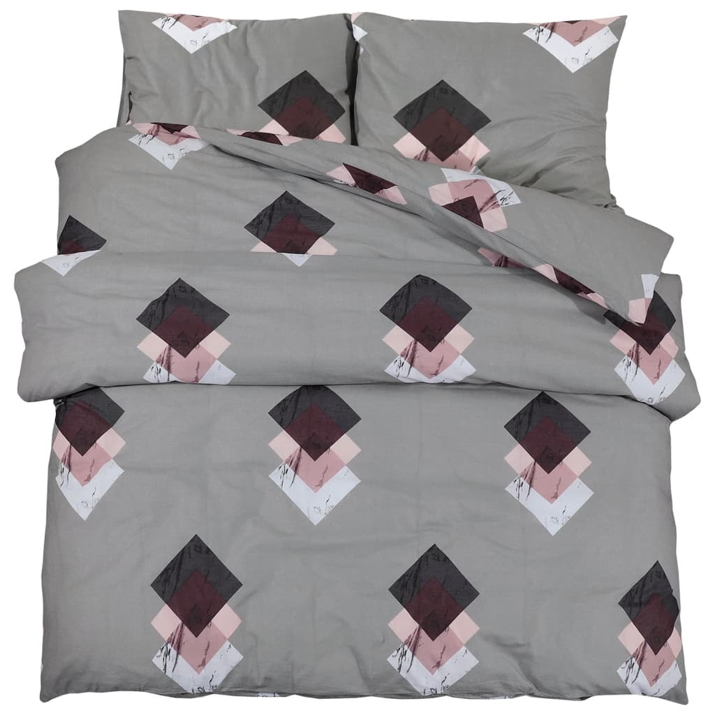 Duvet Cover Set Grey 200X220 Cm Cotton