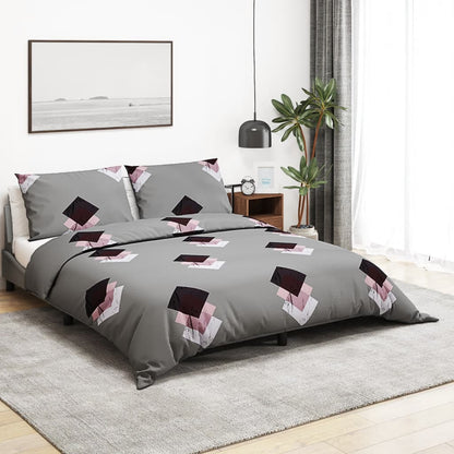 Duvet Cover Set Grey 225X220 Cm Cotton