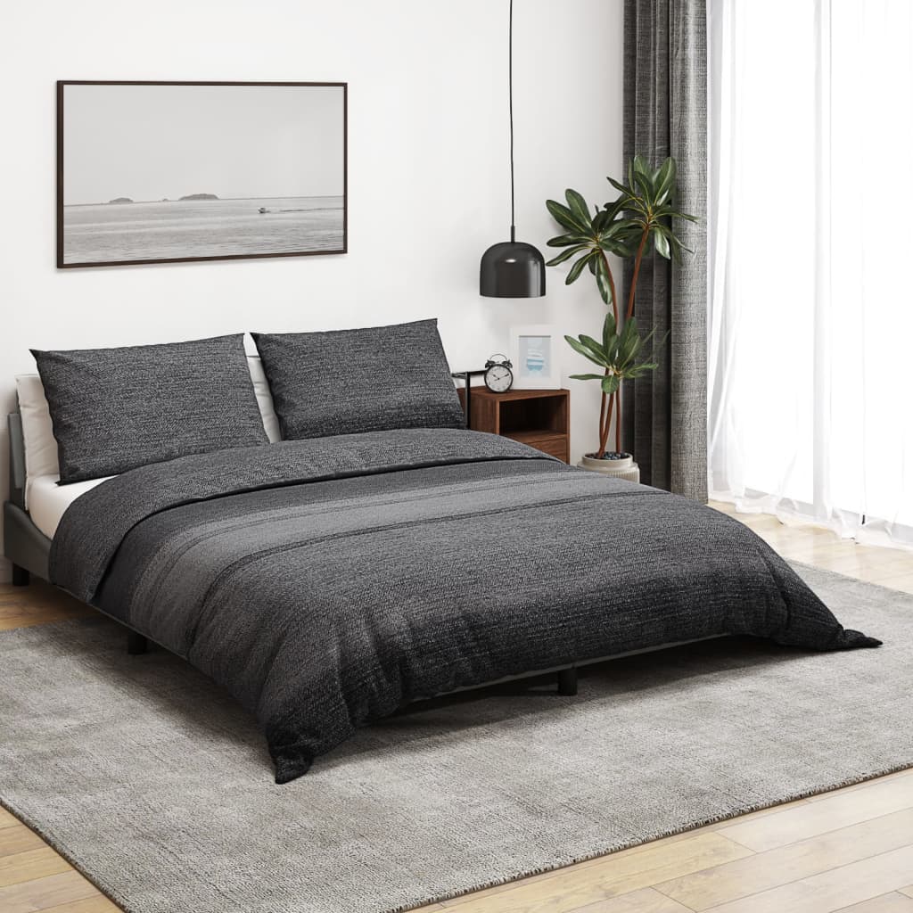 Duvet Cover Set Dark Grey 225X220 Cm Cotton