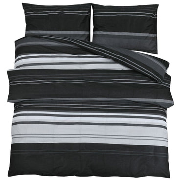 Duvet Cover Set Black And White 240X220 Cm Cotton