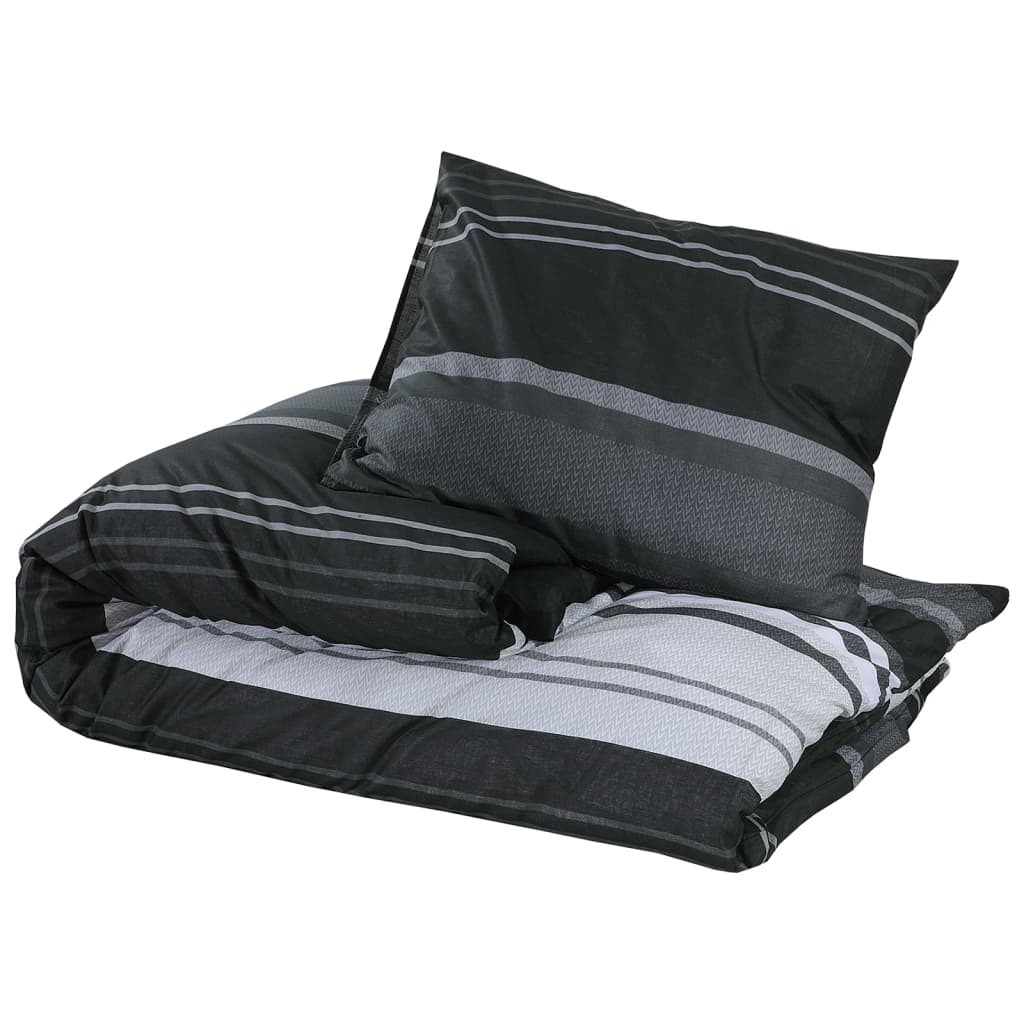 Duvet Cover Set Black And White 240X220 Cm Cotton