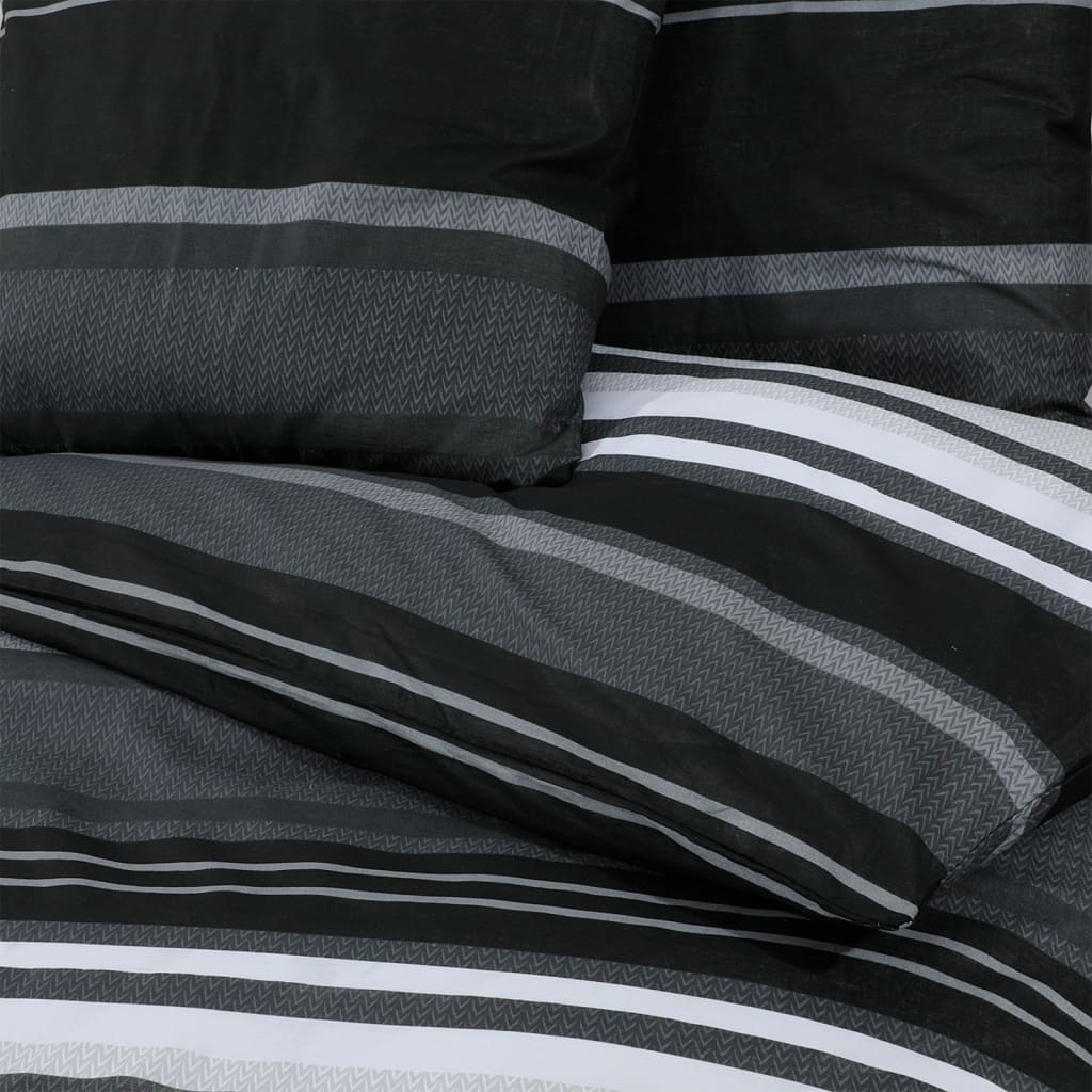 Duvet Cover Set Black And White 240X220 Cm Cotton