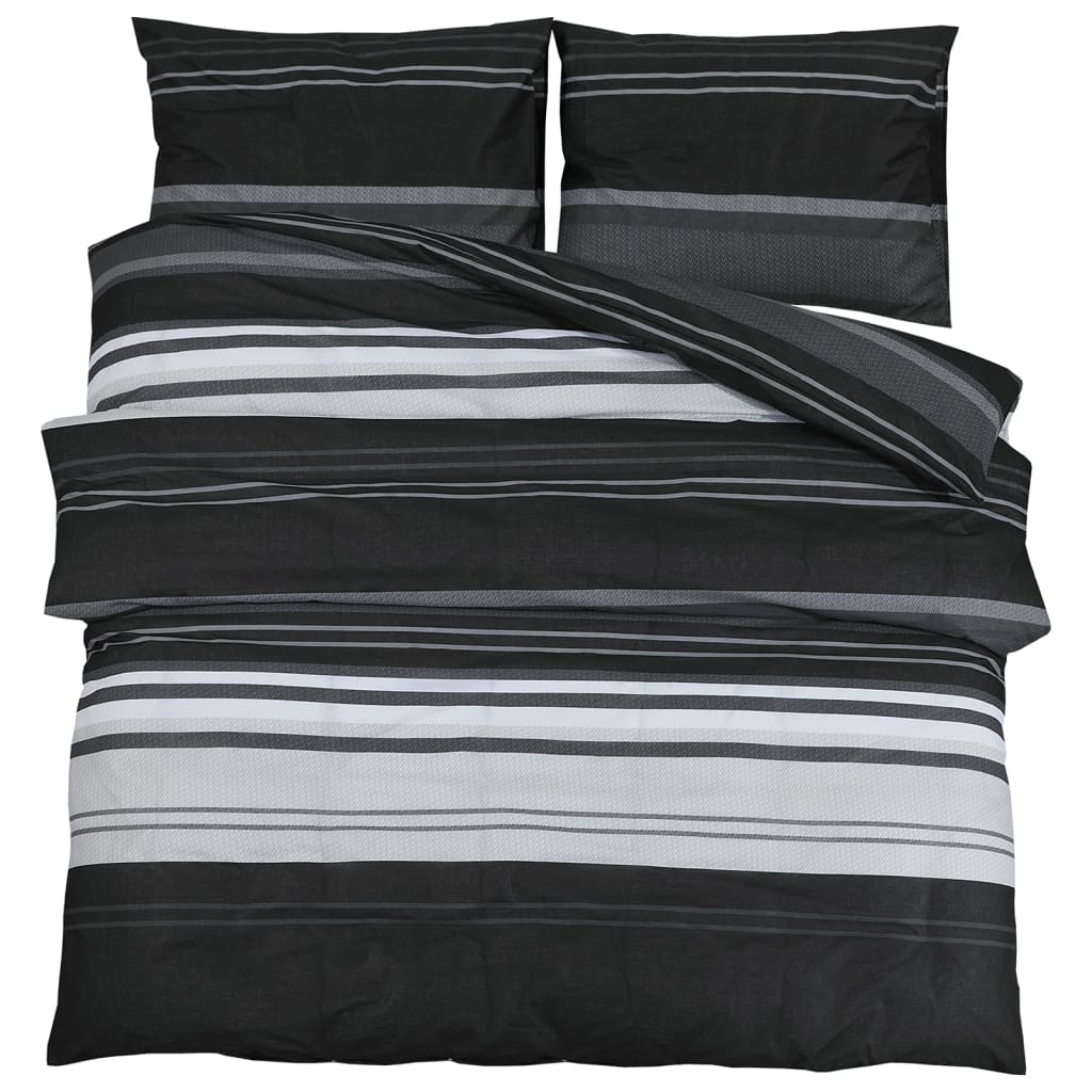 Duvet Cover Set Black And White 200X200 Cm Cotton