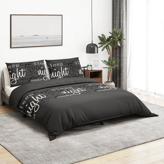 Duvet Cover Set Black 200X200 Cm Cotton