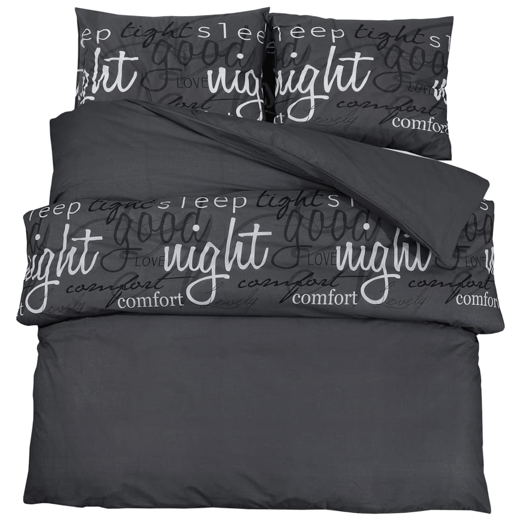 Duvet Cover Set Black 200X200 Cm Cotton