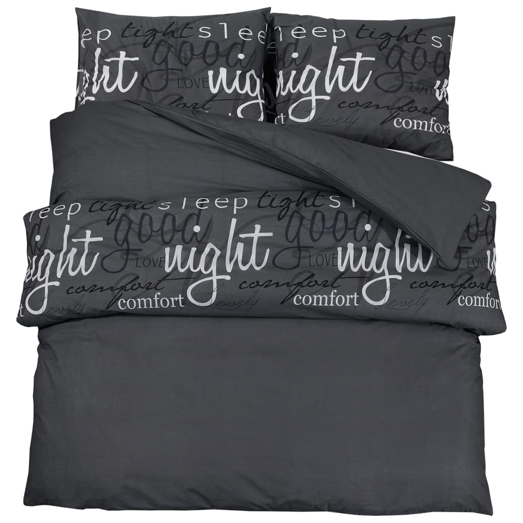 Duvet Cover Set Black 260X220 Cm Cotton