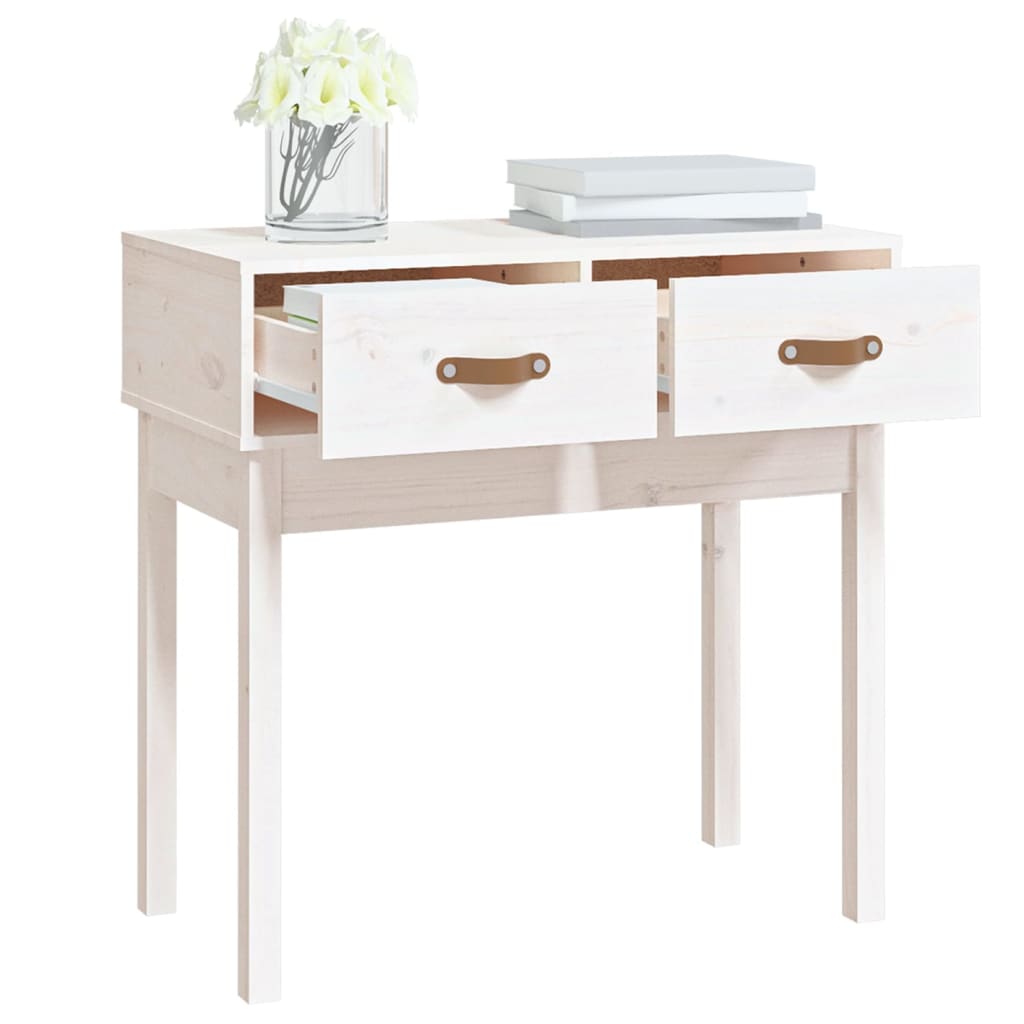 Console Table White 76.5X40X75 Cm Solid Wood Pine