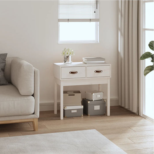 Console Table White 76.5X40X75 Cm Solid Wood Pine