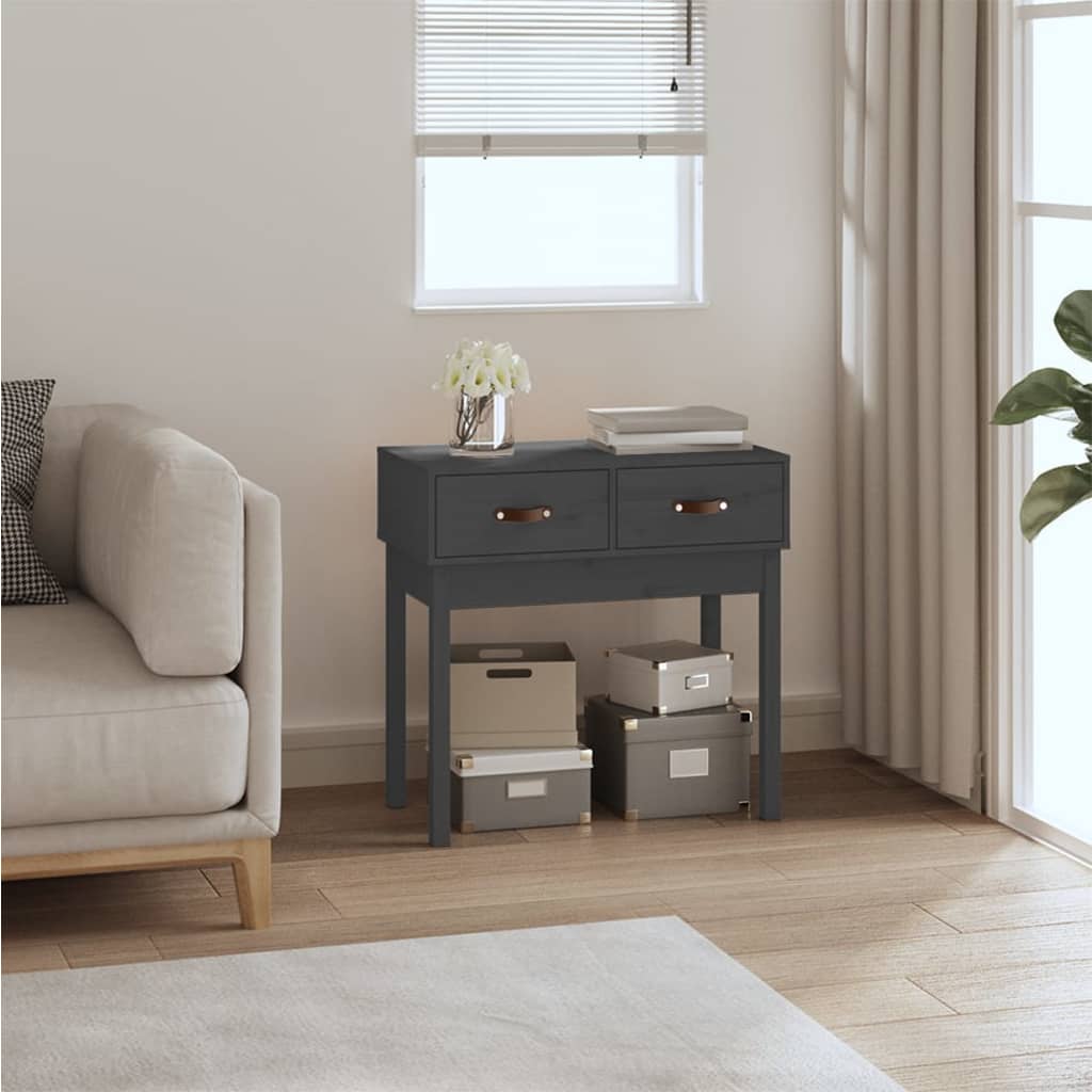 Console Table Grey 76.5X40X75 Cm Solid Wood Pine