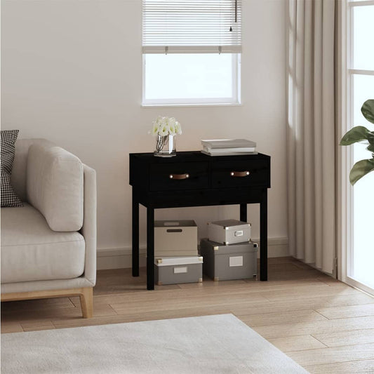 Console Table Black 76.5X40X75 Cm Solid Wood Pine