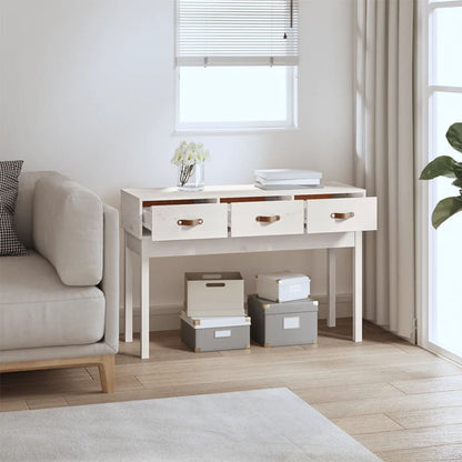 Console Table White 114X40X75 Cm Solid Wood Pine