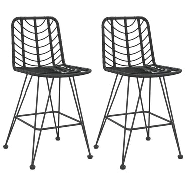 Bar Stools 2 Pcs Black 45X56X103.5 Cm Pe Rattan And Steel