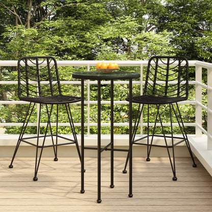 Bar Stools 2 Pcs Black 45X56X103.5 Cm Pe Rattan And Steel