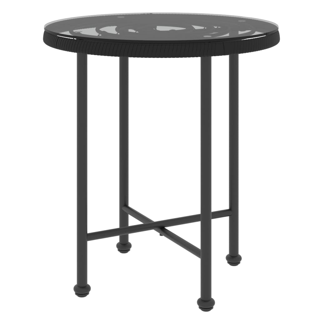 Dining Table Black Ø50 Cmâ Tempered Glass And Steel