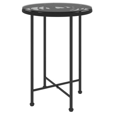 Dining Table Black Ø55 Cmâ Tempered Glass And Steel