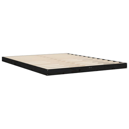 Bed Frame Black 150X200 Cm King Size Solid Wood Pine