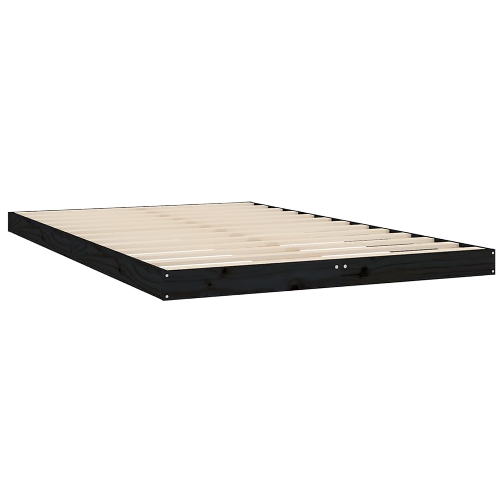 Bed Frame Black 120X200 Cm Solid Wood Pine