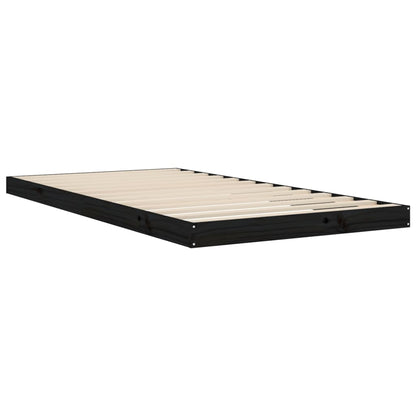 Bed Frame Without Mattress Black 100X200 Cm Solid Wood Pine