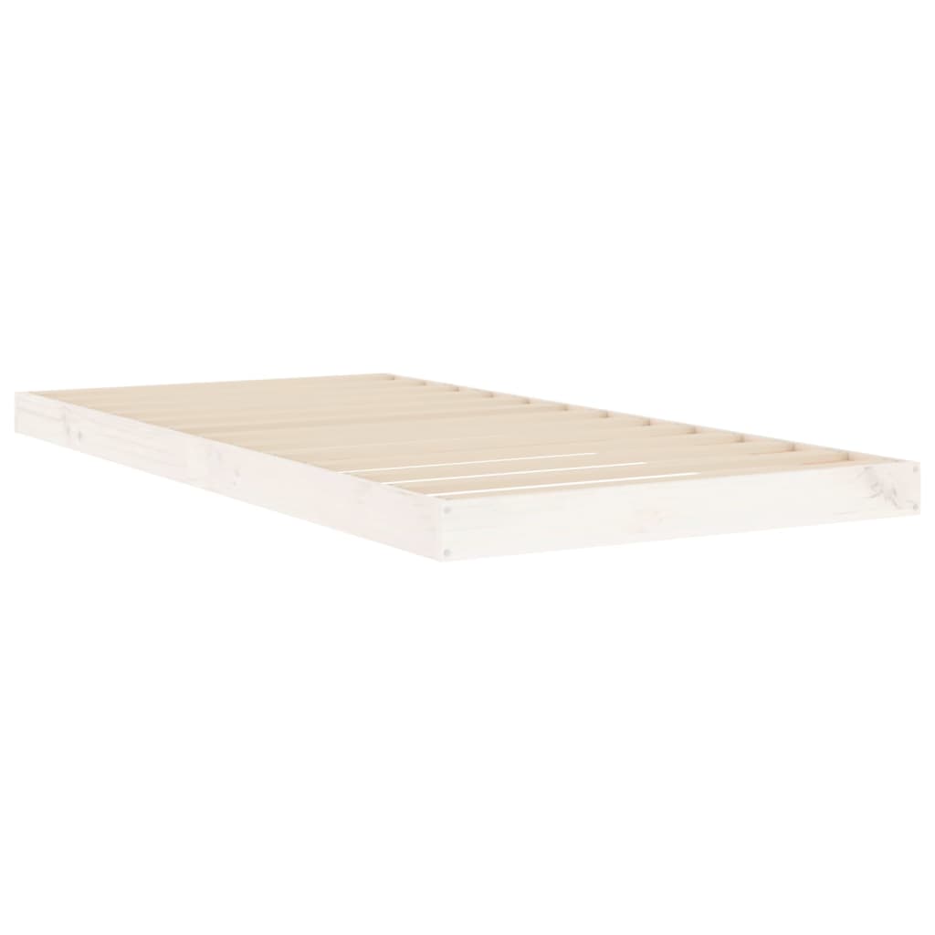 Bed Frame White 90X190 Cm Single Solid Wood Pine