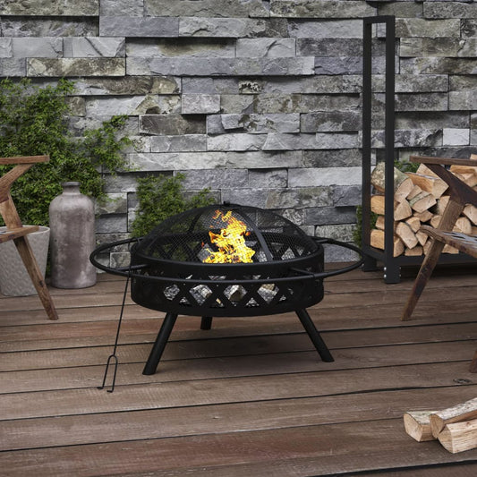 Fire Pit With Poker 70 Cm Xxl Steel