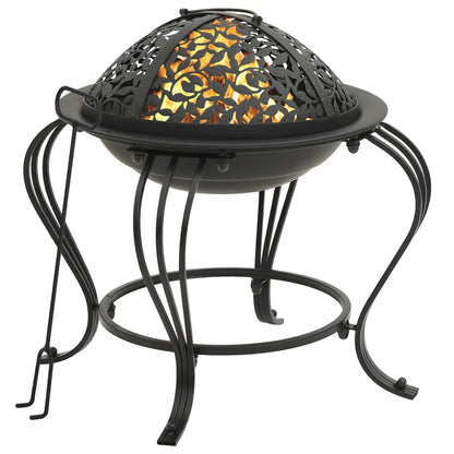 Fire Pit With Poker 49 Cm Steel