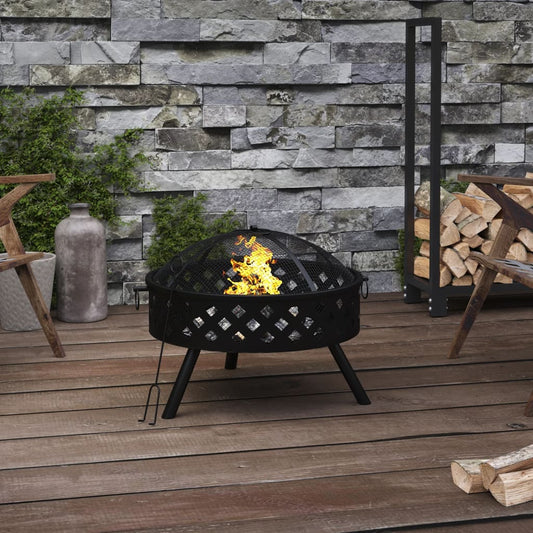 Fire Pit With Poker 58 Cm Xxl Steel