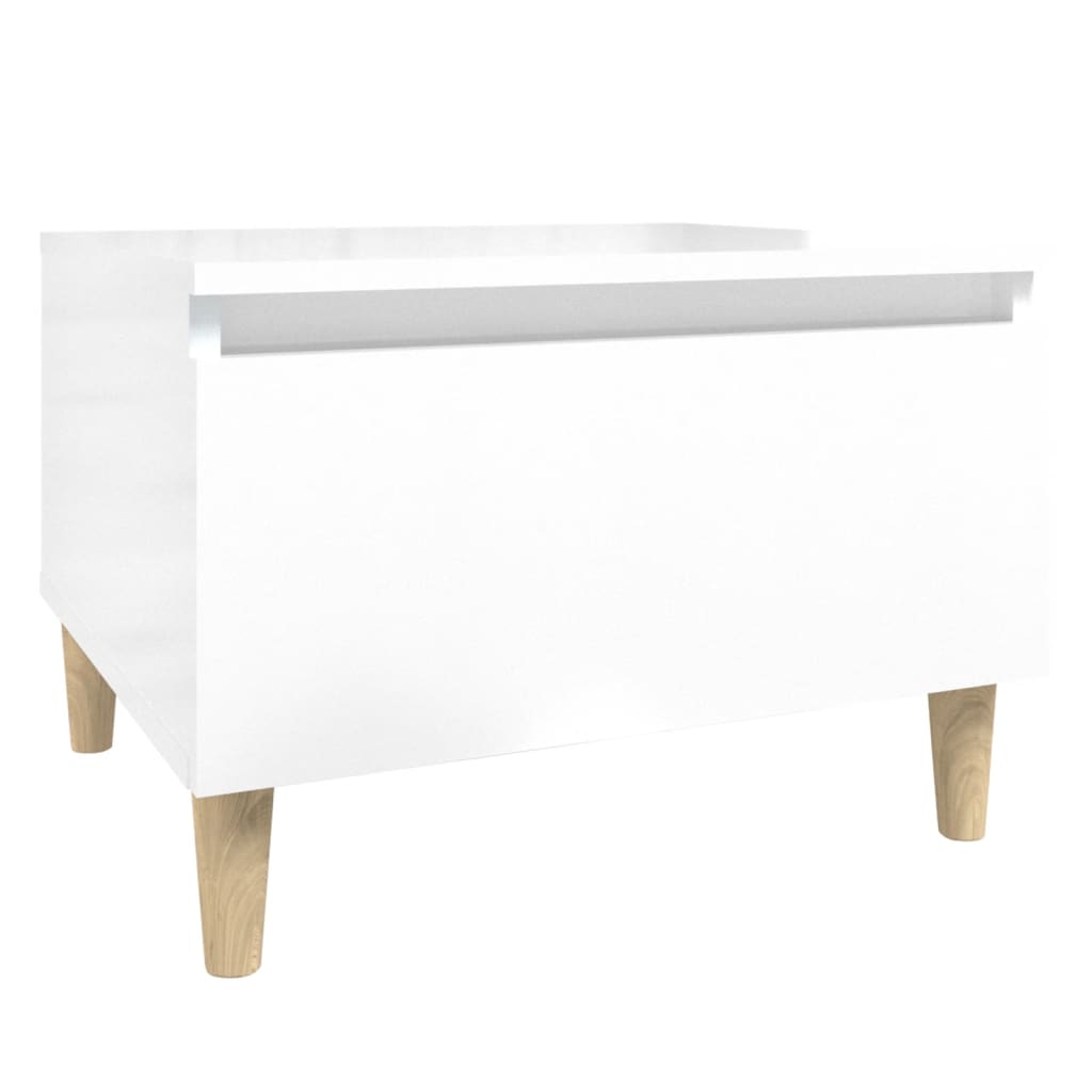 Side Table High Gloss White 50X46X35 Cm Engineered Wood