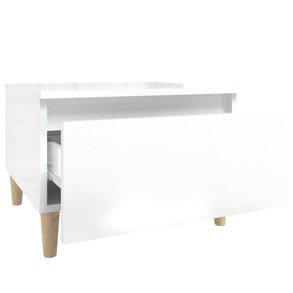 Side Table High Gloss White 50X46X35 Cm Engineered Wood