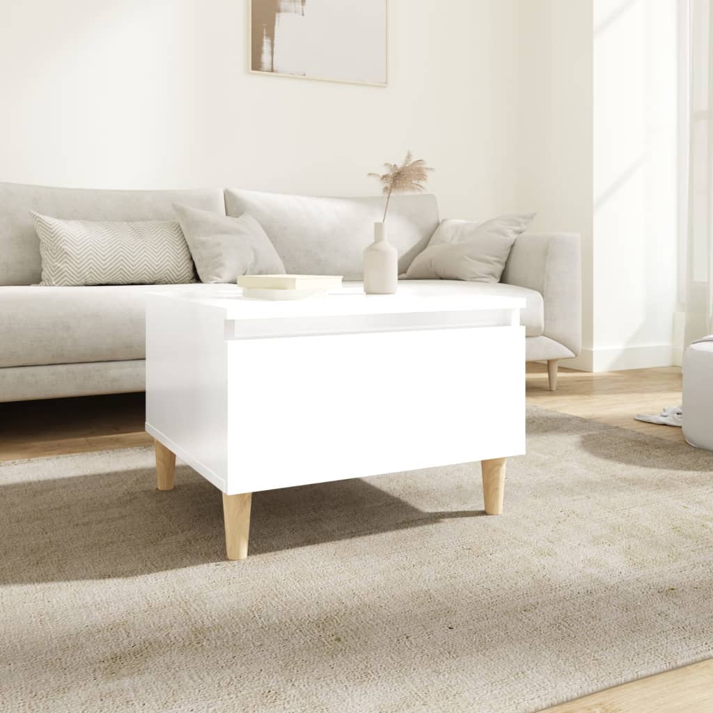 Side Table High Gloss White 50X46X35 Cm Engineered Wood