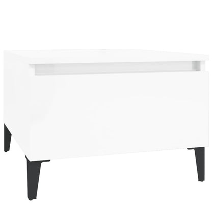 Side Table High Gloss White 50X46X35 Cm Engineered Wood