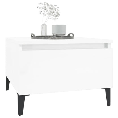 Side Table High Gloss White 50X46X35 Cm Engineered Wood