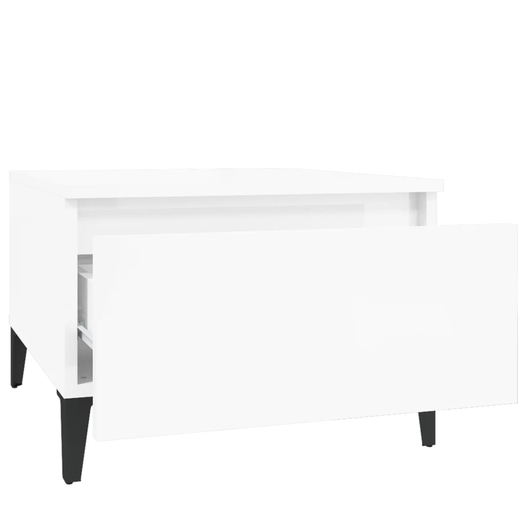 Side Table High Gloss White 50X46X35 Cm Engineered Wood