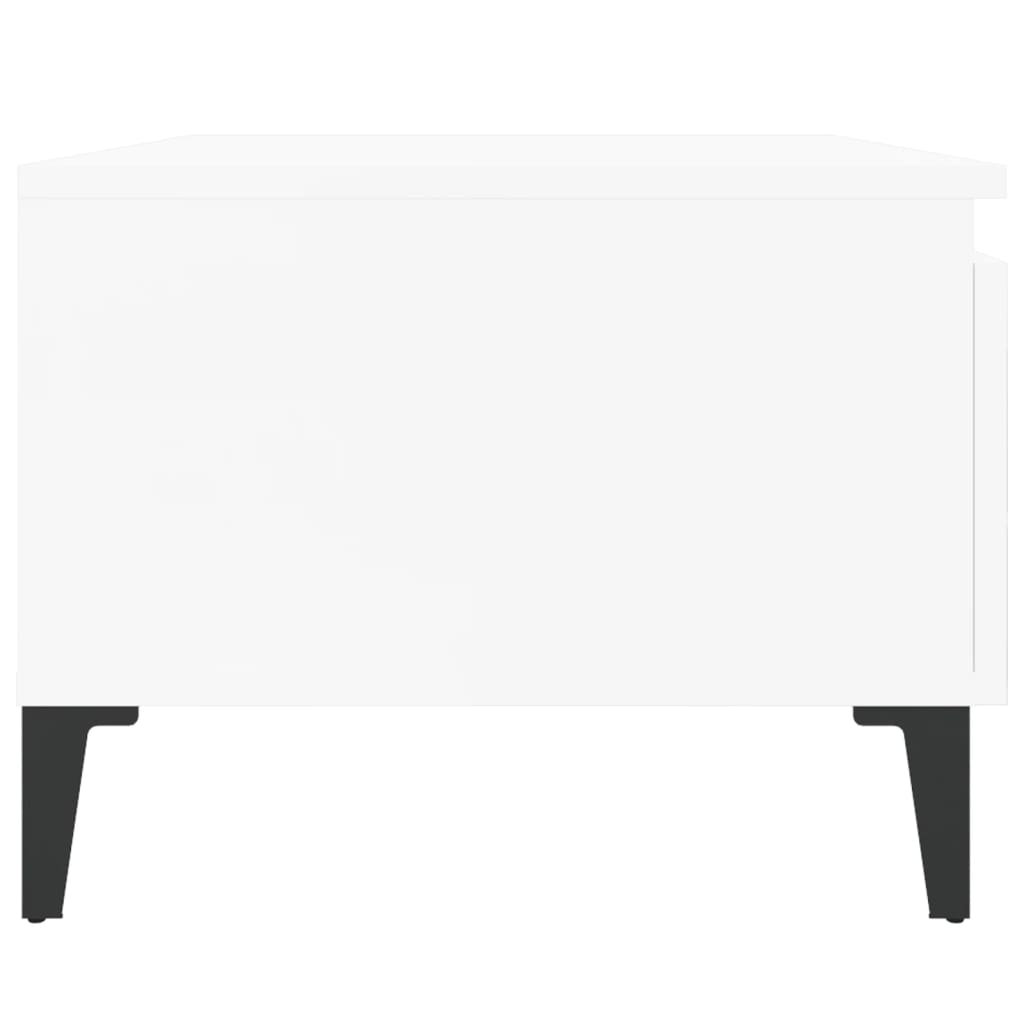 Side Table High Gloss White 50X46X35 Cm Engineered Wood