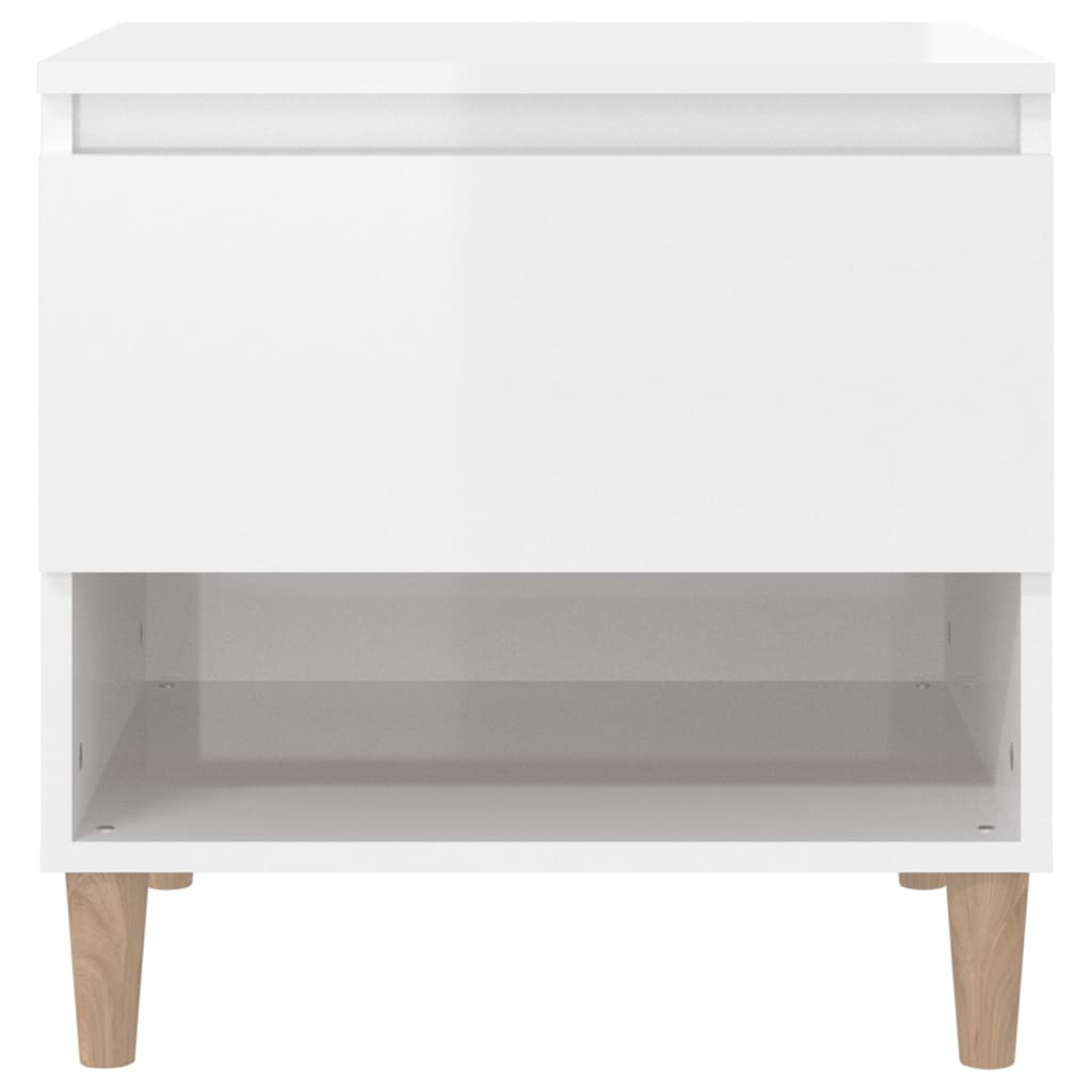 Bedside Table High Gloss White 50X46X50 Engineered Wood