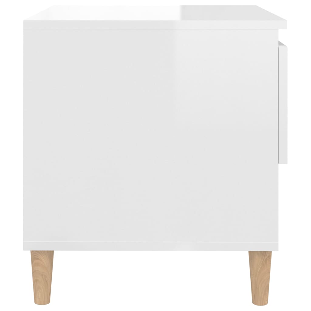 Bedside Table High Gloss White 50X46X50 Engineered Wood