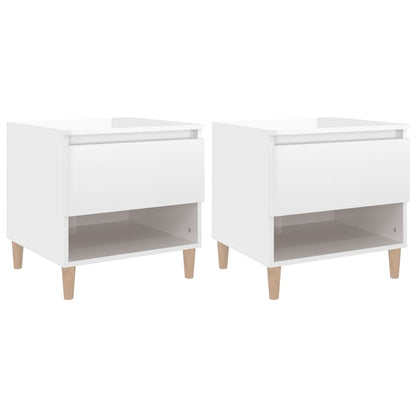 Bedside Tables 2 Pcs High Gloss White 50X46X50 Engineered Wood