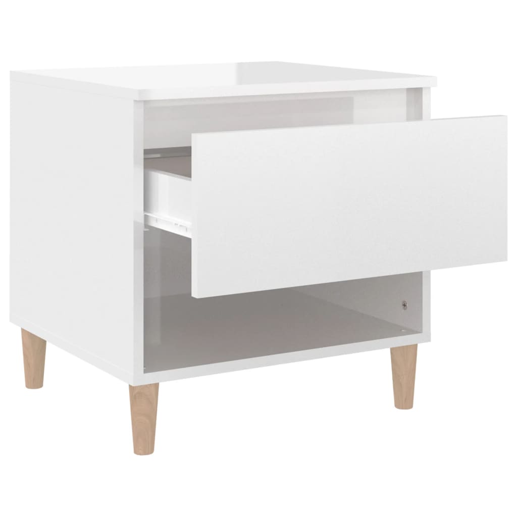 Bedside Tables 2 Pcs High Gloss White 50X46X50 Engineered Wood