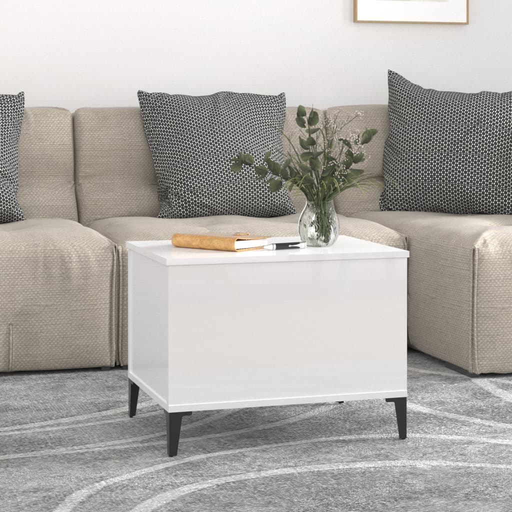 Coffee Table High Gloss White 60X44.5X45 Cm Engineered Wood